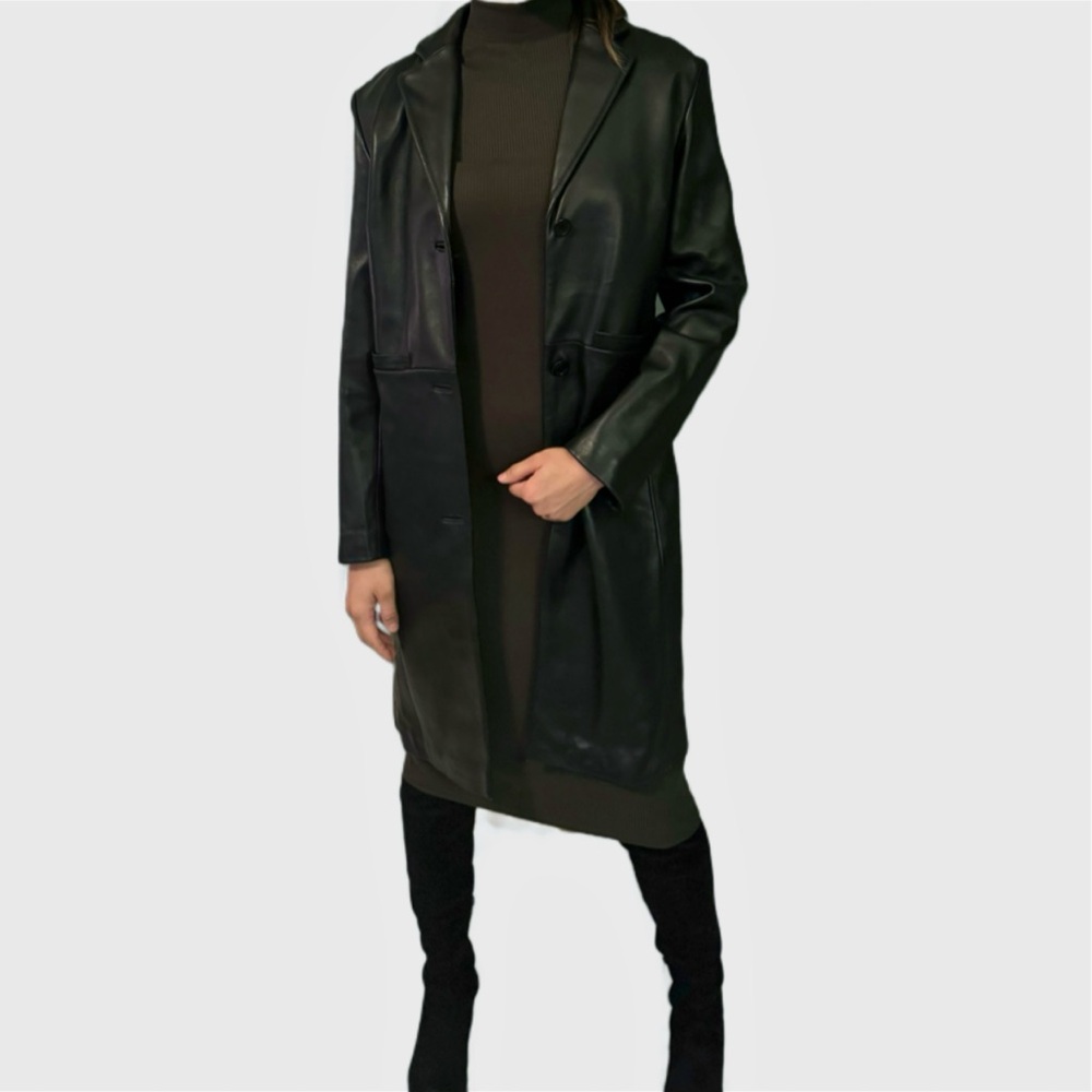 Kenneth Cole Reaction Knee-length REAL Leather Jacket